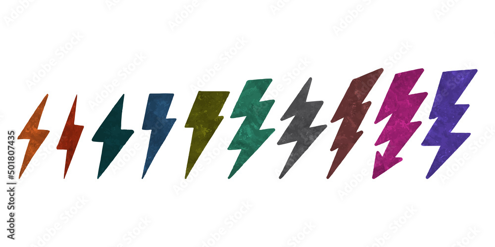 Watercolor hand drawn electric lightning bolt symbol. thunder symbol ...