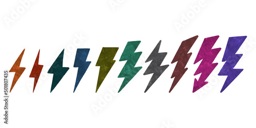 Watercolor hand drawn electric lightning bolt symbol. thunder symbol doodle icon .design element isolated on white background. vector illustration.
