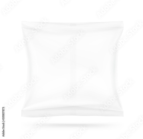 Square packaging bag mockup. Vector illustration isolated on white background. Perfect for the presentation of products. Ready for your design. EPS10.	