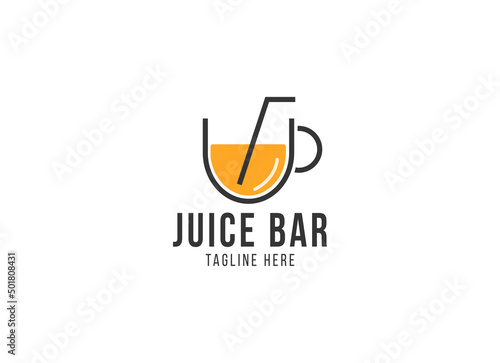 Fresh fruit juice logo design template. Orang juice bar logo design. 