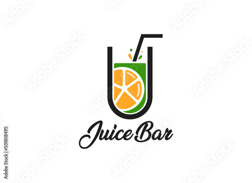 Fresh fruit juice logo design template. Orang juice bar logo design. 