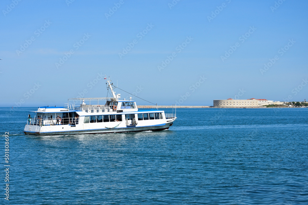 Sevastopol Bay. Big ship on the water