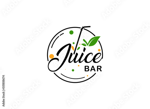 Fresh fruit juice logo design template. Orang juice bar logo design. 
