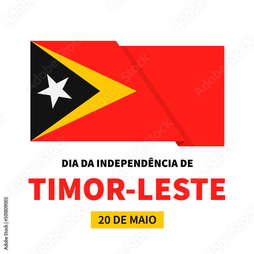 East Timor Independence Day typography poster in Portuguese. Vector template for banner, greeting card, flyer, etc