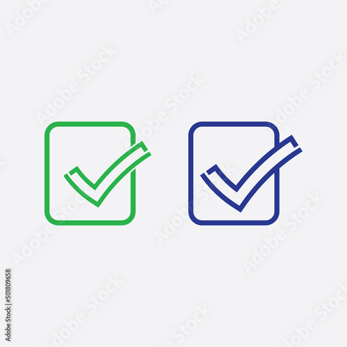 Checklist check mark logo vector or icon. Tick symbol in green color illustration. Accept okey symbol for approvement or cheklist design photo