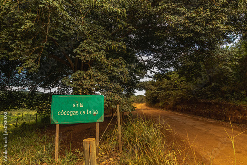 educational sign on a rural road in the city of São Gonçalo do Rio Preto, State of Minas Gerais, Brazil