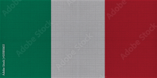 Italy flag painted colors on a brushed metal plate