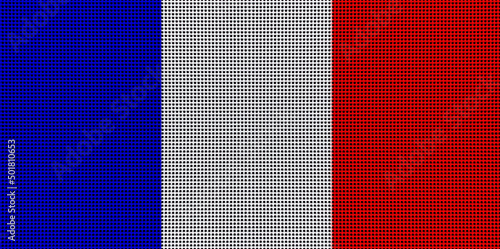France flag painted colors on a brushed metal plate