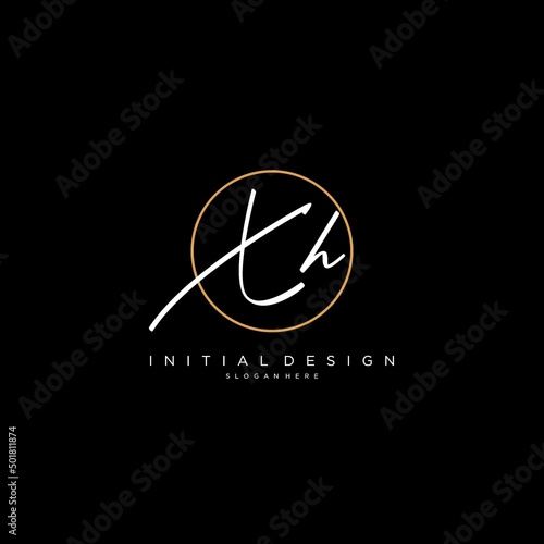 Initials XH logo monogram with simple circle line style photo