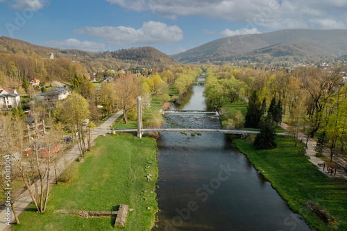 The city of Ustroń. The town is situated on the northern slopes of the Silesian Beskids, at the mouth of the Vistula valley.