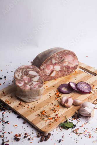 Meat sausage with potato salad