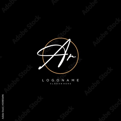 Initials AR logo monogram with simple circle line style