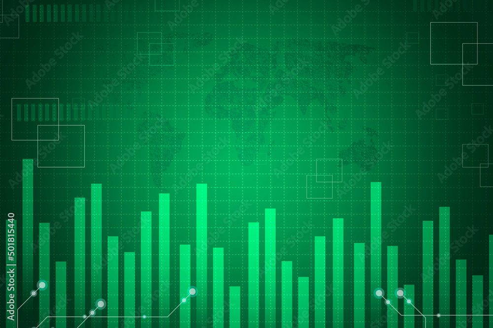 Financial stock market graphs and chart. Digital illustration