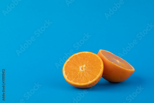 Orange on Blue Background