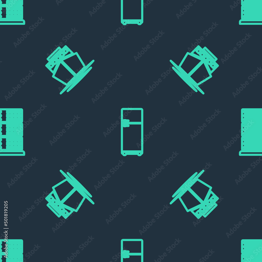 Set line Refrigerator, Ship and Server, Data, Web Hosting on seamless pattern. Vector Set line Refrigerator, Ship and Server, Data, Web Hosting on seamless pattern. Vector