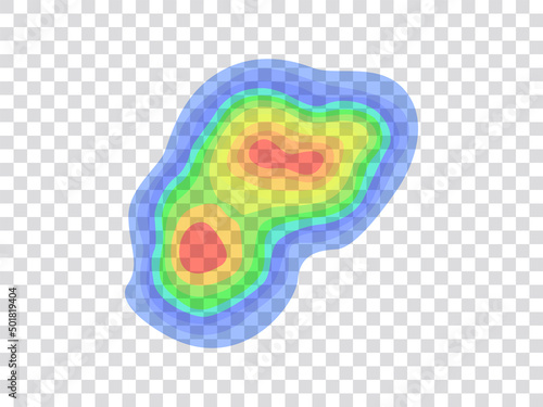 Vector graphic of infrared rays with hot spots spectrum on transparent background. Concept design for Mapping of predicted probability of fire hotspots distribution, Biodiversity hotspots map, etc.