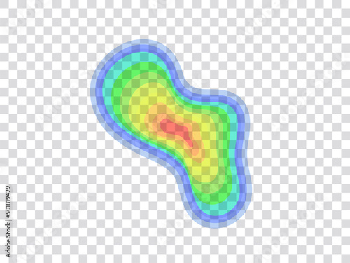 Vector graphic of infrared rays with hot spots spectrum on transparent background. Concept design for Mapping of predicted probability of fire hotspots distribution, Biodiversity hotspots map, etc.
