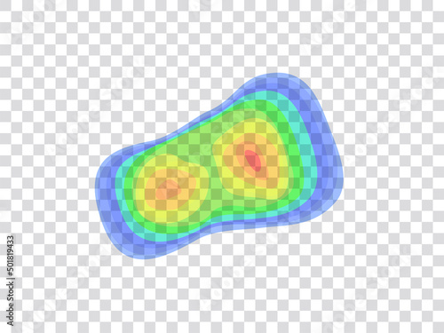 Vector graphic of infrared rays with hot spots spectrum on transparent background.