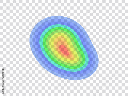 Vector graphic of infrared rays with hot spots spectrum on transparent background. Concept design for Mapping of predicted probability of fire hotspots distribution, Thermogram imaging etc.