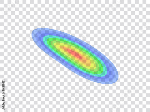 Vector graphic of infrared rays with hot spots spectrum on transparent background. Concept design for Mapping of predicted probability of fire hotspots distribution, Thermogram imaging etc.