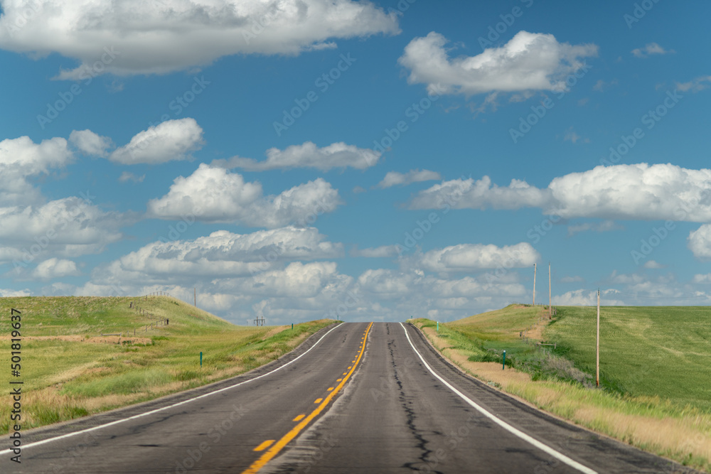 An Empty Road on a Beautiful Day in Kansas