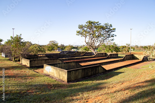 Abandoned bocce courts in the middle of the countryside