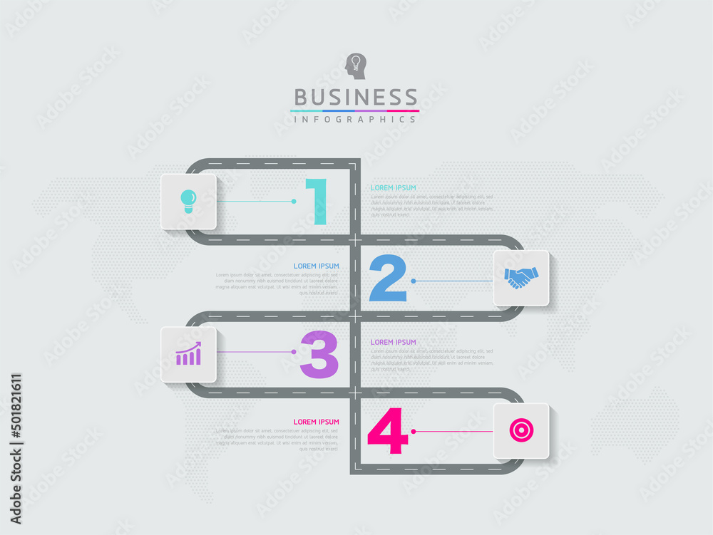 Vector illustration, infographics design, template, marketing, information, with 4 options or steps Vector illustration, infographics design, template, marketing, information, with 4 options or steps