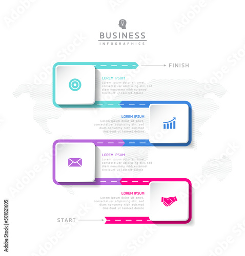 Vector illustration, infographics design, template, marketing, information, with 4 options or steps