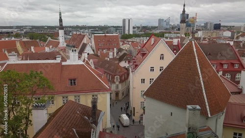 The skyline of Tallinn from Patkuli Viewing Platform. Slight tilt up photo