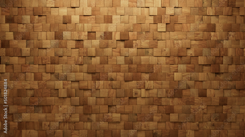 Timber, Soft sheen Mosaic Tiles arranged in the shape of a wall. Square, 3D, Blocks stacked to create a Wood block background. 3D Render Timber, Soft sheen Mosaic Tiles arranged in the shape of a wall. Square, 3D, Blocks stacked to create a Wood block background. 3D Render
