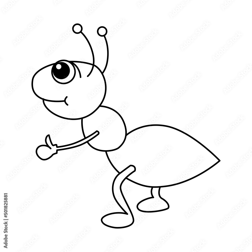 Ant cartoon coloring page illustration vector. For kids coloring book ...