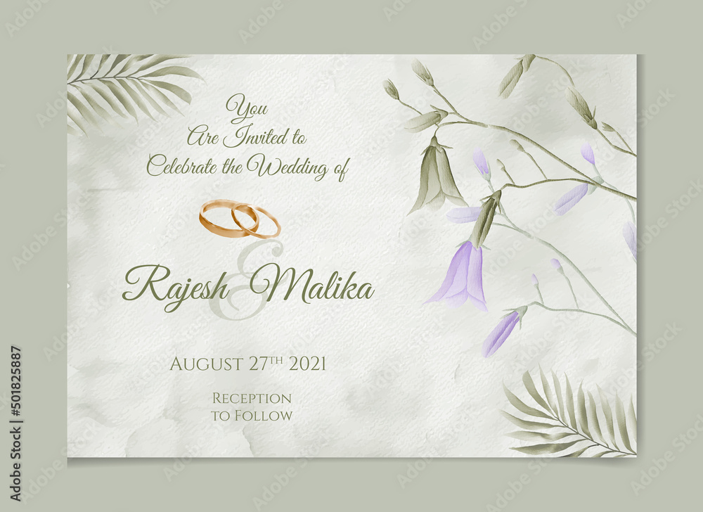 Engagement invitation template theme. Watercolor Floral wedding