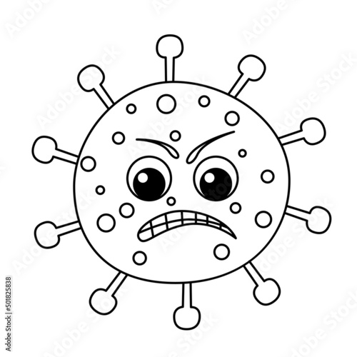Corona virus cartoon coloring page illustration vector. For kids coloring book.