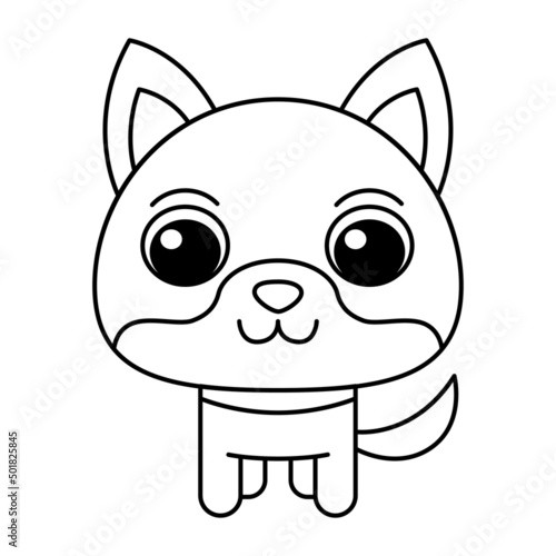 Fox cartoon coloring page illustration vector. For kids coloring book. © deny