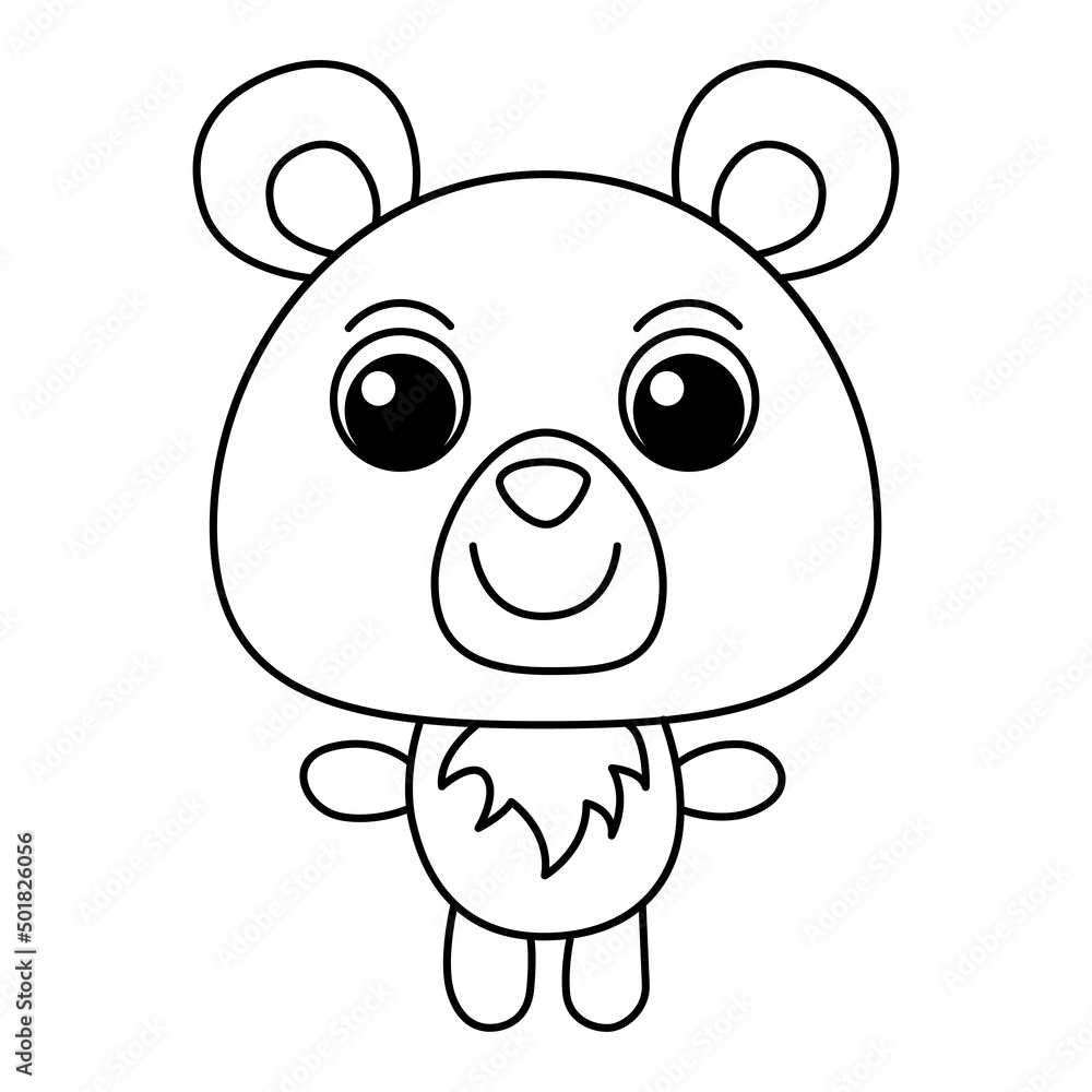 Obraz premium Cute bear cartoon coloring page illustration vector. For kids coloring book.
