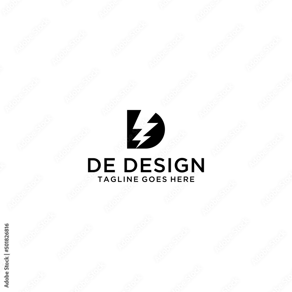 DE Letter Electric Logo Design DE Letter Electric Logo Design