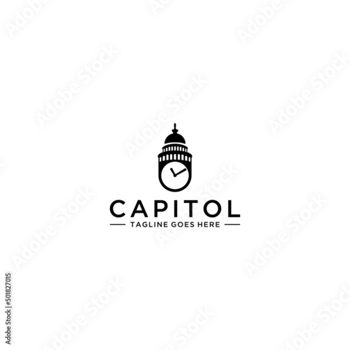 Capitol and time logo design inspiration