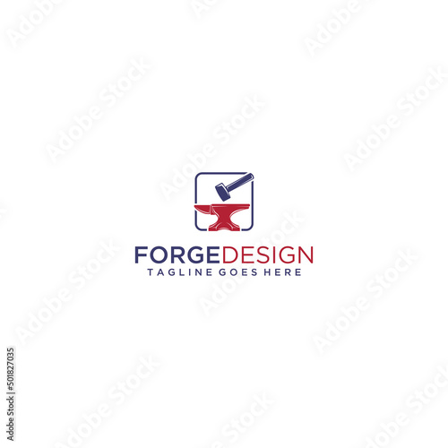 Anvil and Hammer Logo Design template