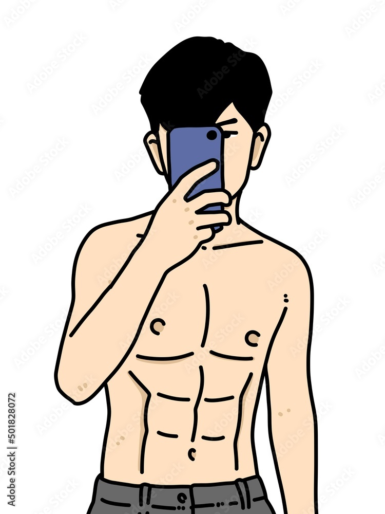 Fototapeta premium cute man cartoon on white background