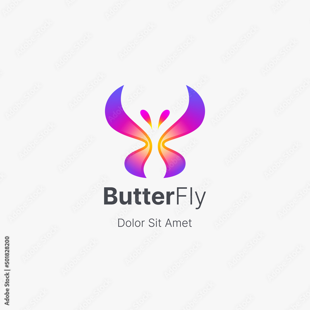 Abstract colorful butterfly logo gradient.