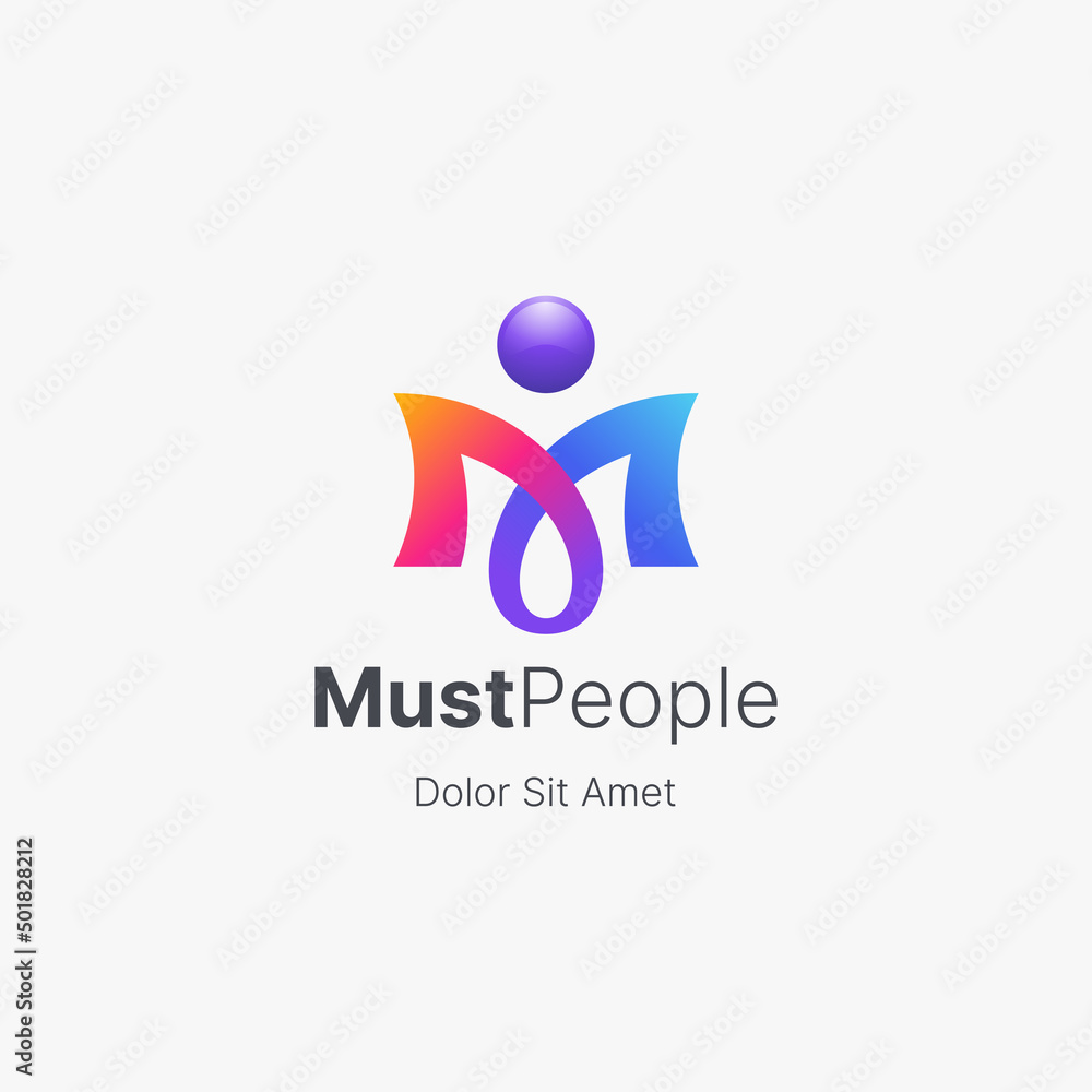Abstract colorful letter m people logo. Abstract colorful letter m people logo.