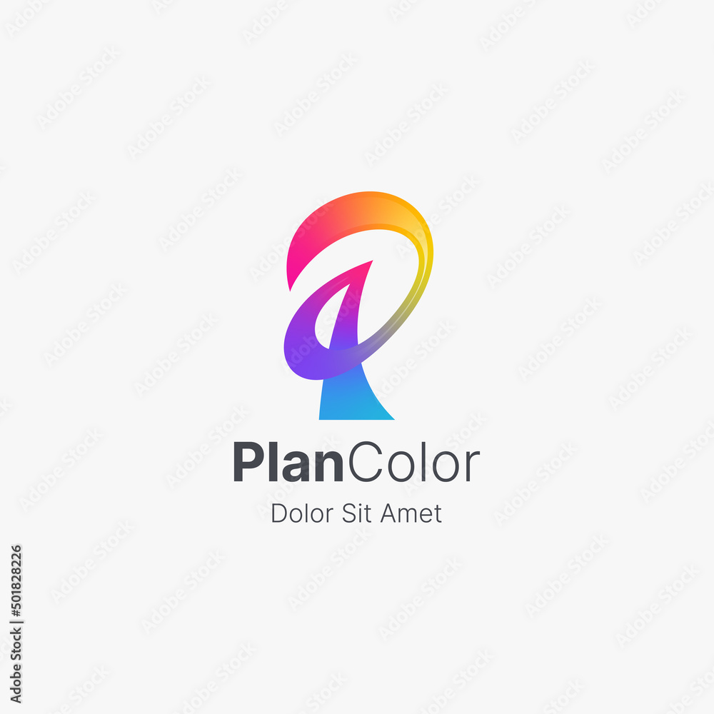 Abstract colorful letter p logo.