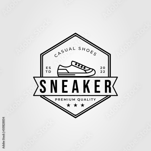 Sneaker shoes or casual footwear logo vector illustration design