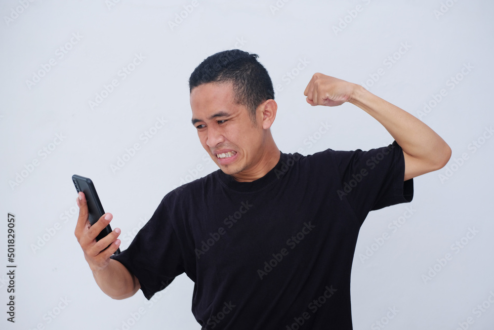 rage asian man punching his phone rage asian man punching his phone
