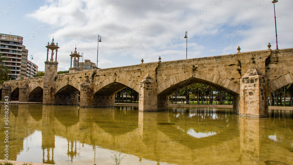 13th century full Bridge of the sea in Valencia Spain 13th century full Bridge of the sea in Valencia Spain