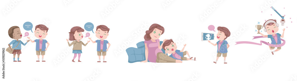 smart caucasian little boy speaking set smart caucasian little boy speaking set