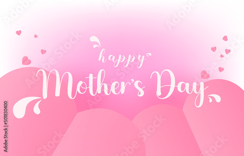 Mother's Day greeting card banner vector with 3d flying hearts pink papercut.symbol of love and handwritten letters on pink background.