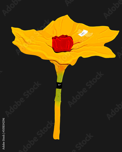 Flor sola amarilla photo