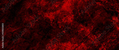 Fotografie, Tablou red grunge abstract background texture black concrete wall, grunge halloween background with blood splash space on wall, red horror wall background, dark slate background toned classic red color