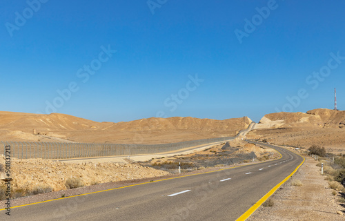 Beautiful road in the Arava desert Israel